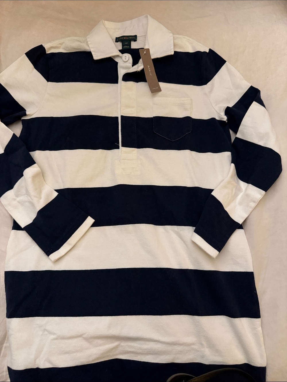J. Crew Navy and White Striped Rugby Dress
